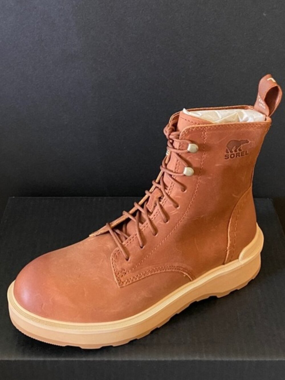 Sorel Hi Line Tan Brown Scorch Lace Up Ankle Boots Booties Shoes NEW